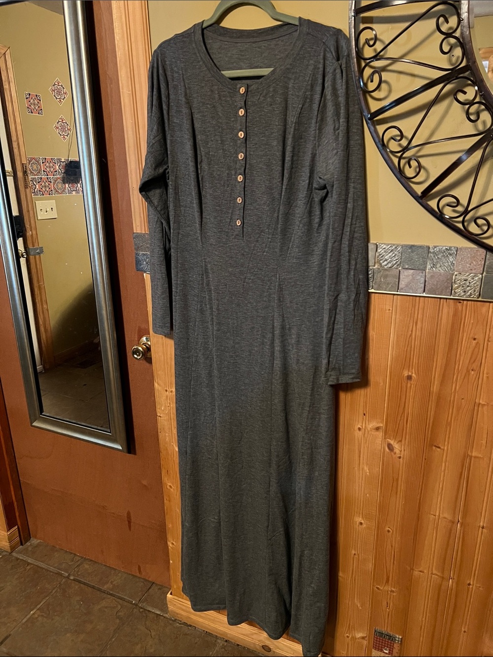 Halara Women’s Long Sleeve Maxi Dress in Charcoal Gray